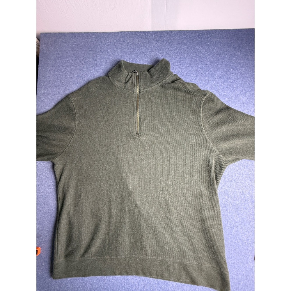 Banana Republic Mens XXL Green Ribbed Quarter Zip Pullover Sweater 1799236